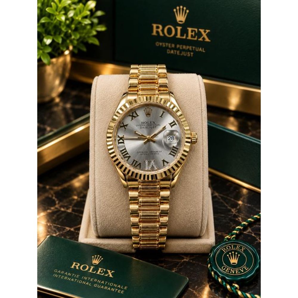 Roleex Women Oyster Perpetual Date Just Gold Grey