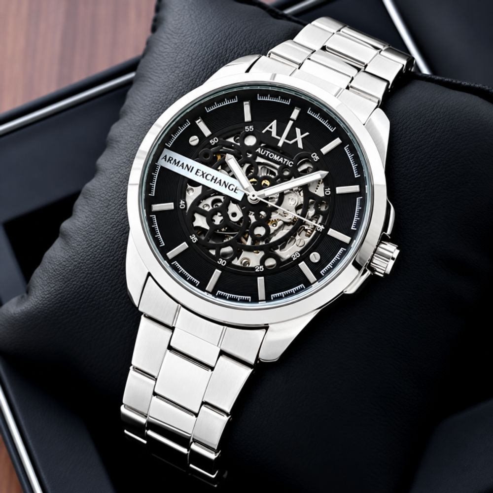 ARRWA%! EXCHAGE HAMPTON AUTOMATIC SILVER BLACK AT455