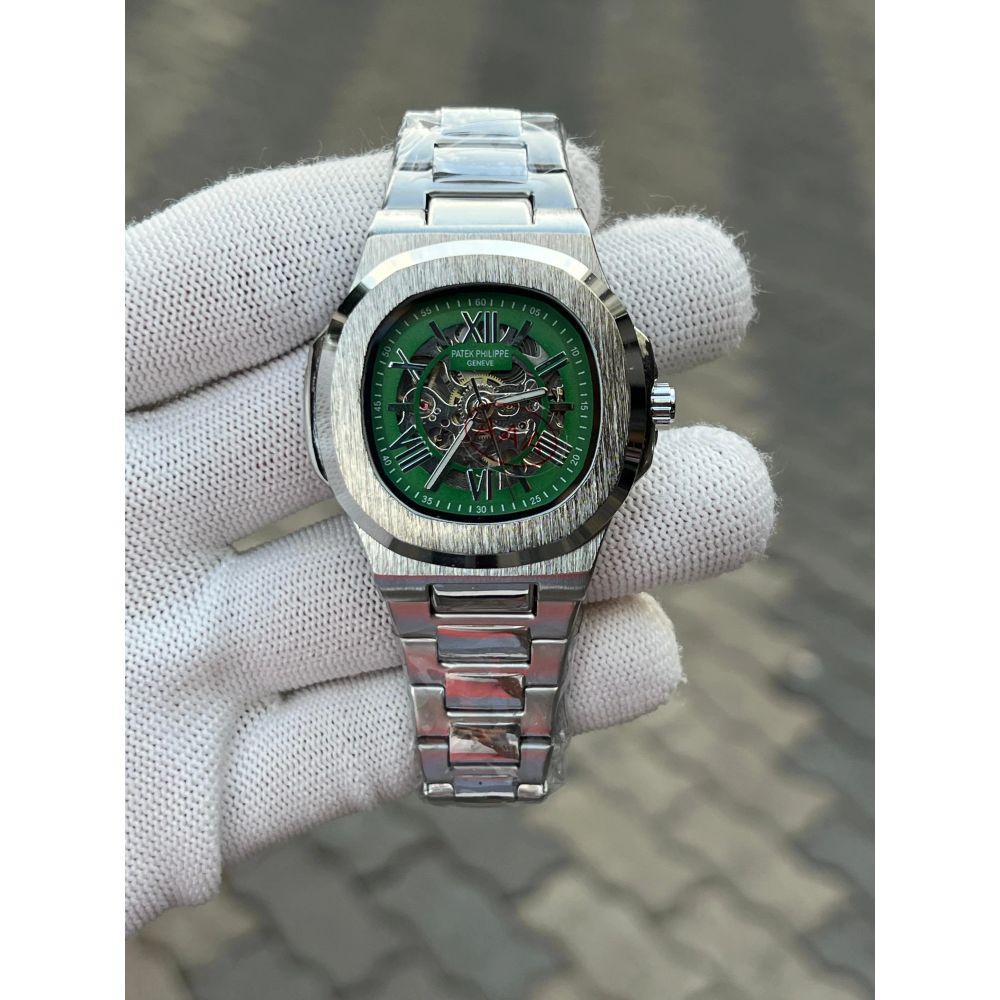 Patek Phillipe Skeleton Roman Silver Green