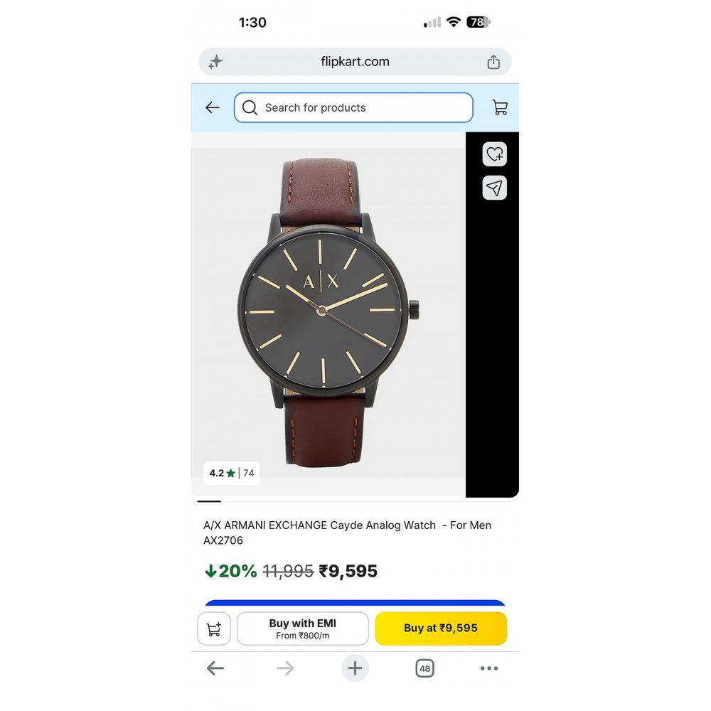 A X Armani Exchange Cayde men s analog watch