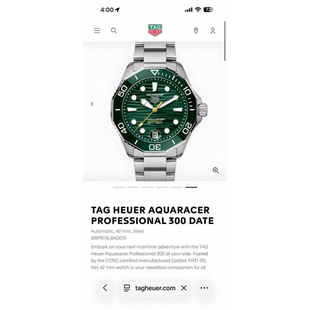 Tag_g Aquaracer Professional 200 Date Automatic Taitanum mate zik zake line silver green