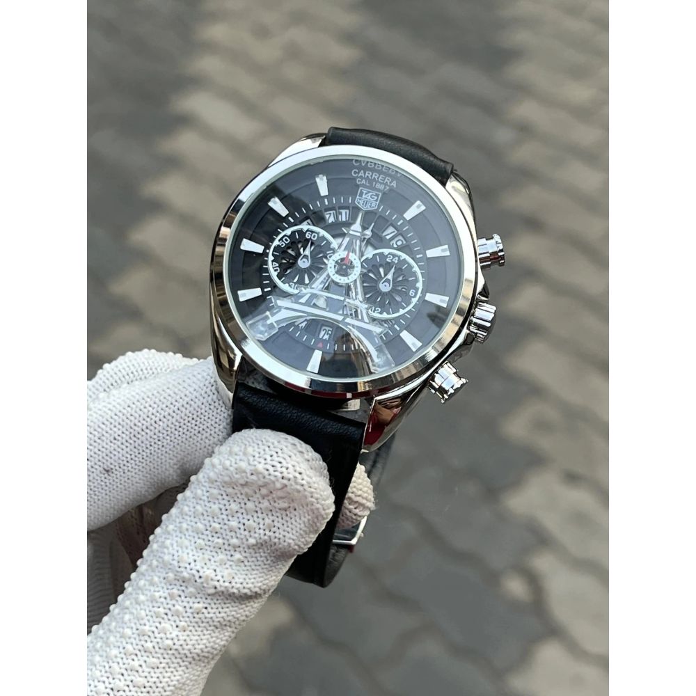 Tag H3uer Eiffel Tower Leather Black Silver