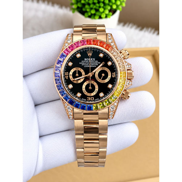 Rollex Rainbow Daytona HQ Rose Gold AT437