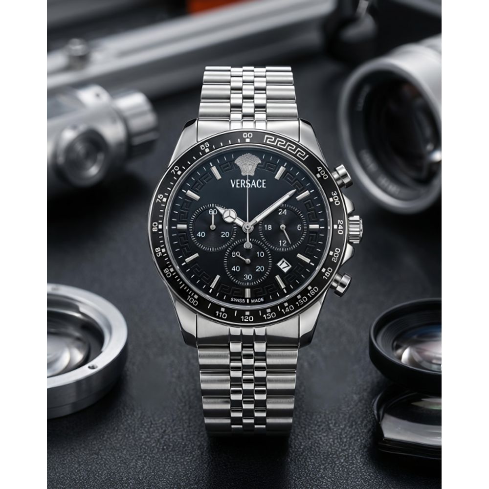 Versace Greca Chronograph Silver-Black