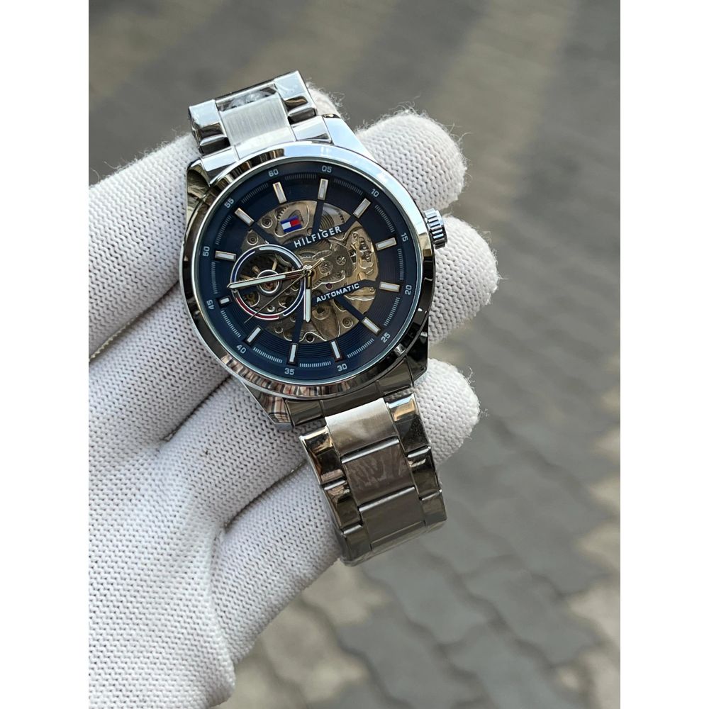 Tommy Hilfige r Automatic Chain Silver Blue