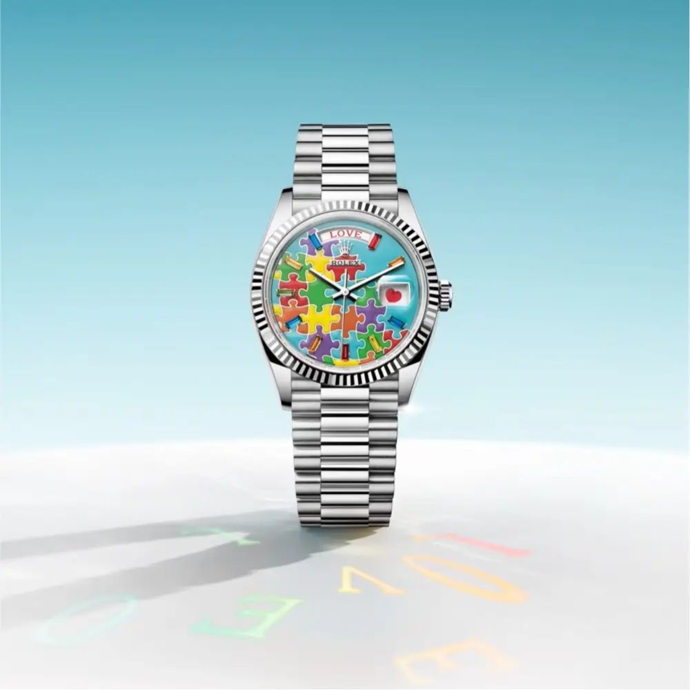 Role x Day-Date Blue Jigsaw Puzzle Premium Quartz Watch