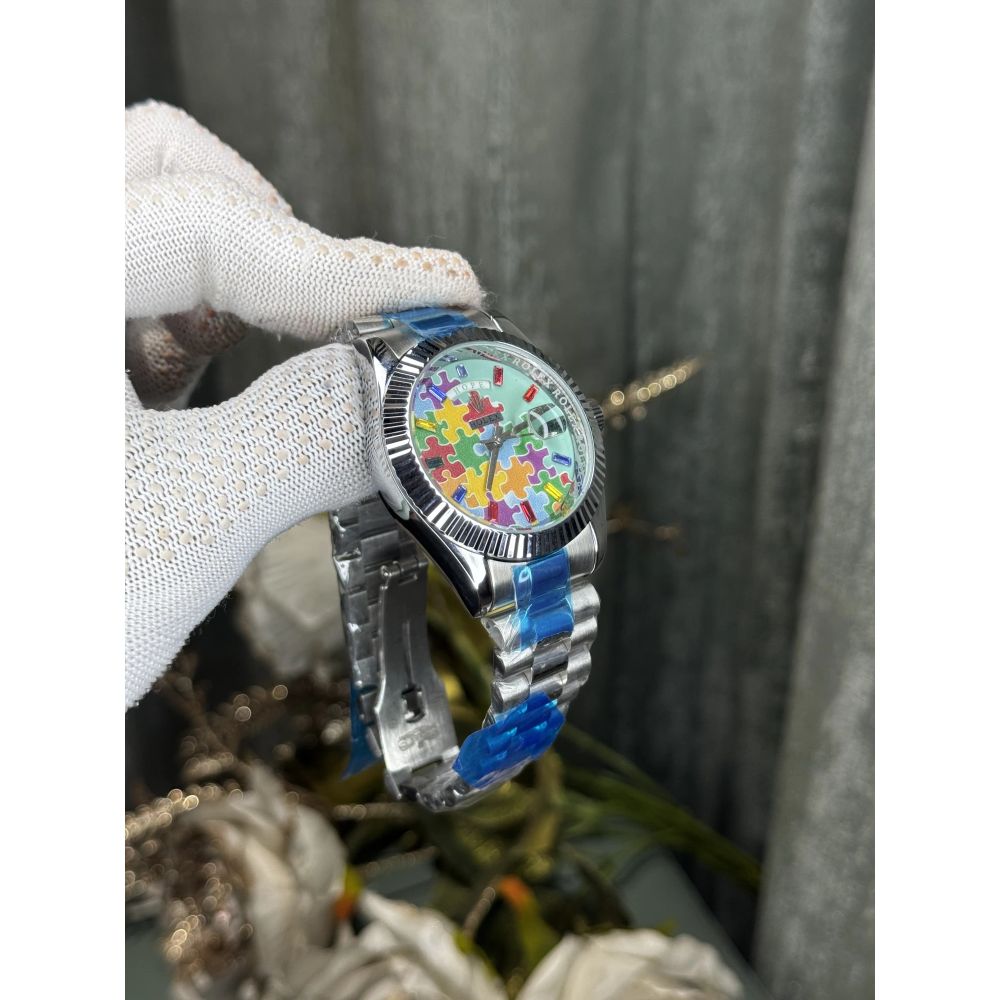 Role x Day-Date Blue Jigsaw Puzzle Premium Quartz Watch
