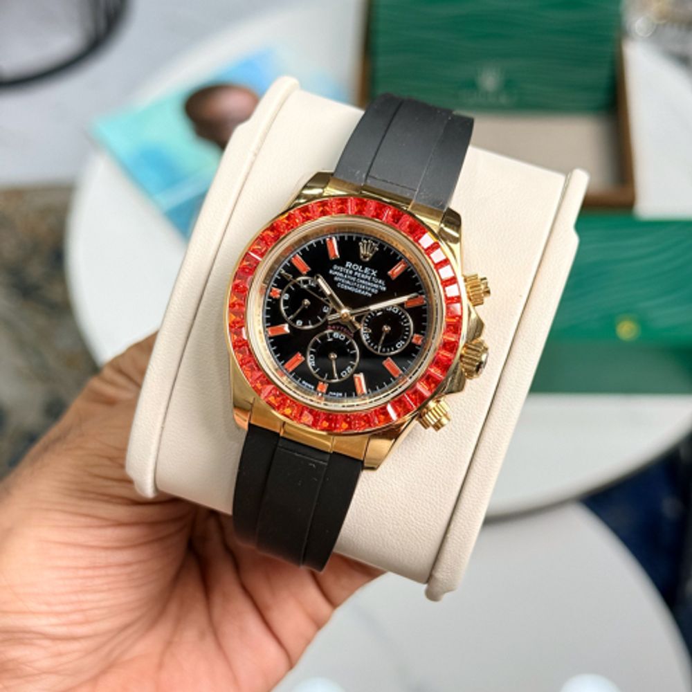 Rollex Daytona Off Catalog Orange Sapphire Oysterflex Strap