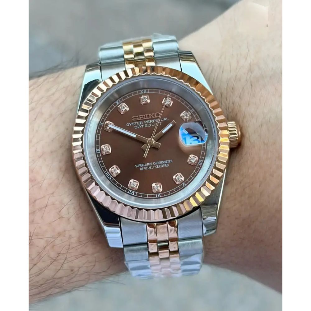 Seiko Mod Datejust Chocolate Swiss Machine