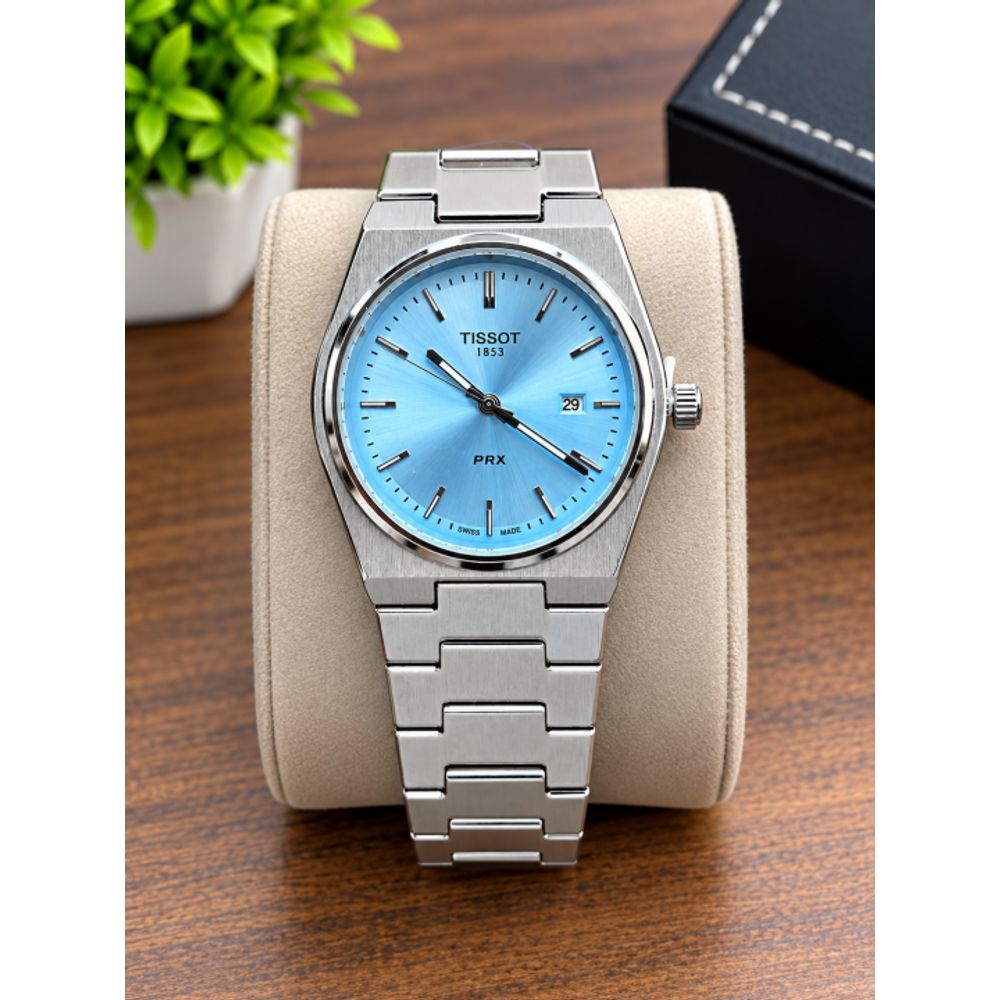 TISOT PRX QUARTZ SKYBLUE PLANE DIAL AT358