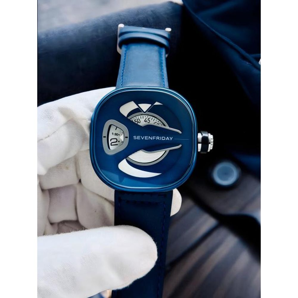 SevenFriday ME-Series Blue Leather Belt