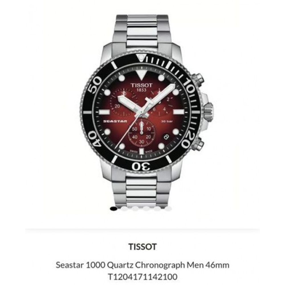 Tisot Seastar Chronograph 1000 Red Authentic Store Quality
