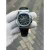 Patek Phillipe Skeleton Leather Belt Black Silver