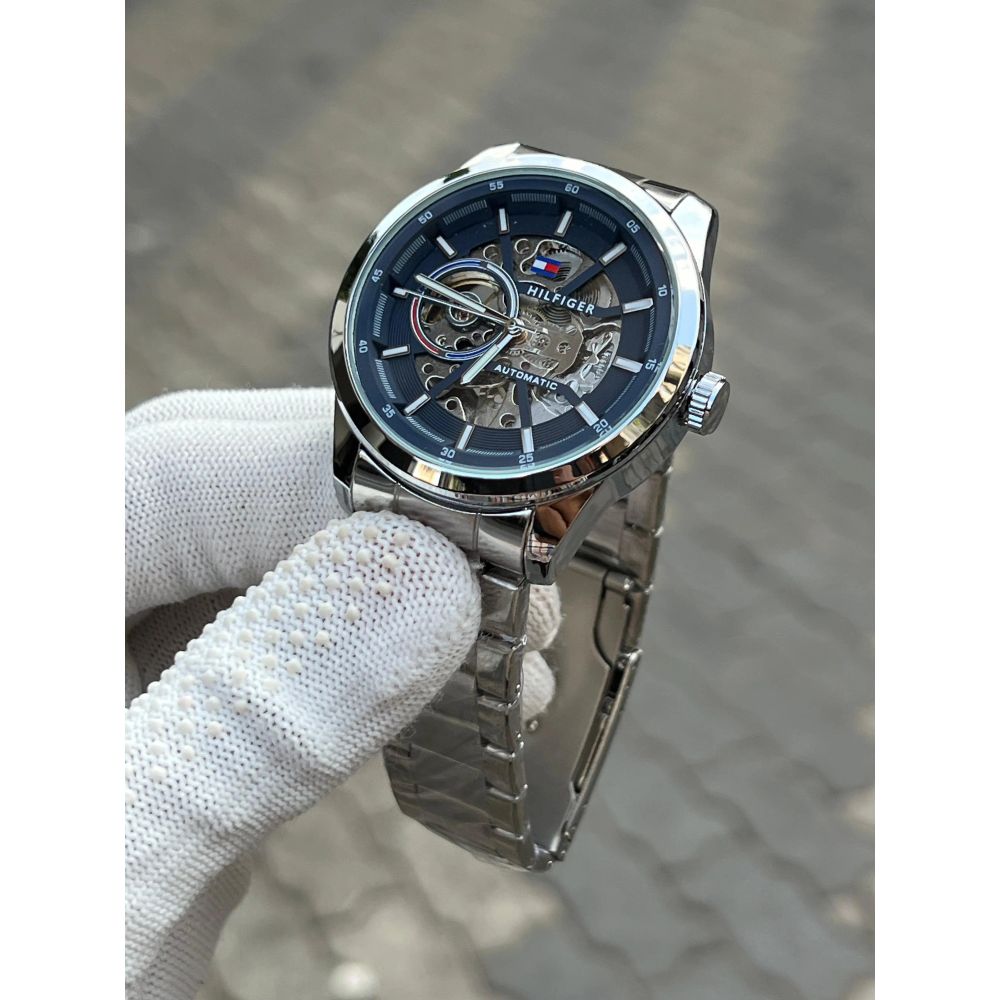 Tommy Hilfige r Automatic Chain Silver Blue