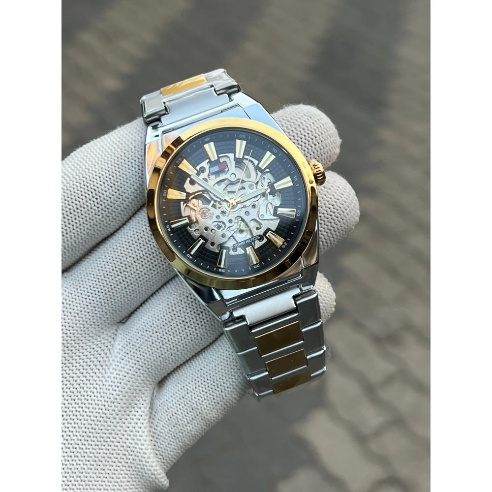 Tomm_y Hilfiger Chain Automatic Two Tone Black