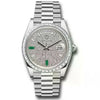 Rollex Day Date Silver Diamond Dial