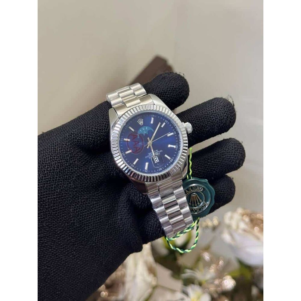 Role x Oyster Perpetual Day Date Blue Dial Metal Watch
