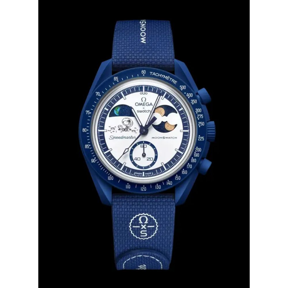 OMEGHA SWACH SUN MOON BLUE AT427