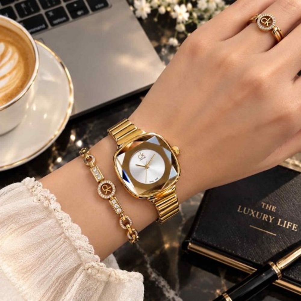CALVIN KLINE_LADIES_GOLD-WHITE