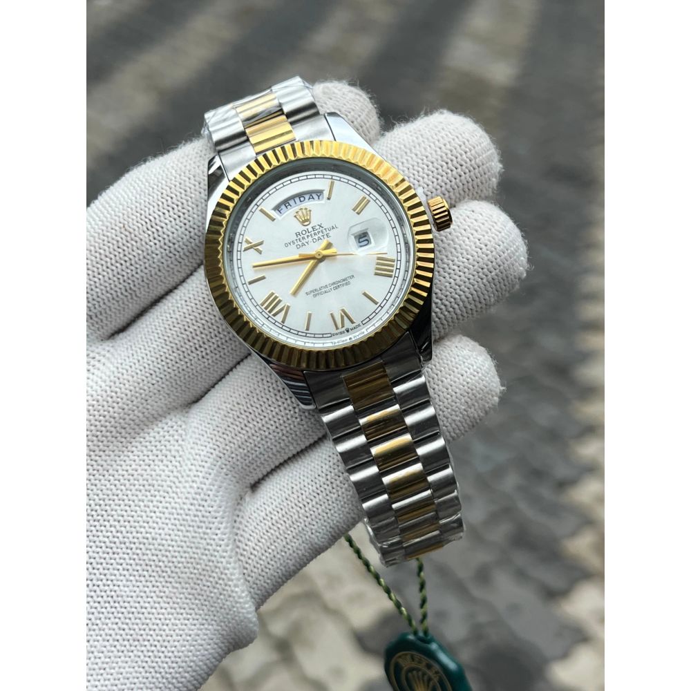 Rolex Day Date Two Tone White Roman