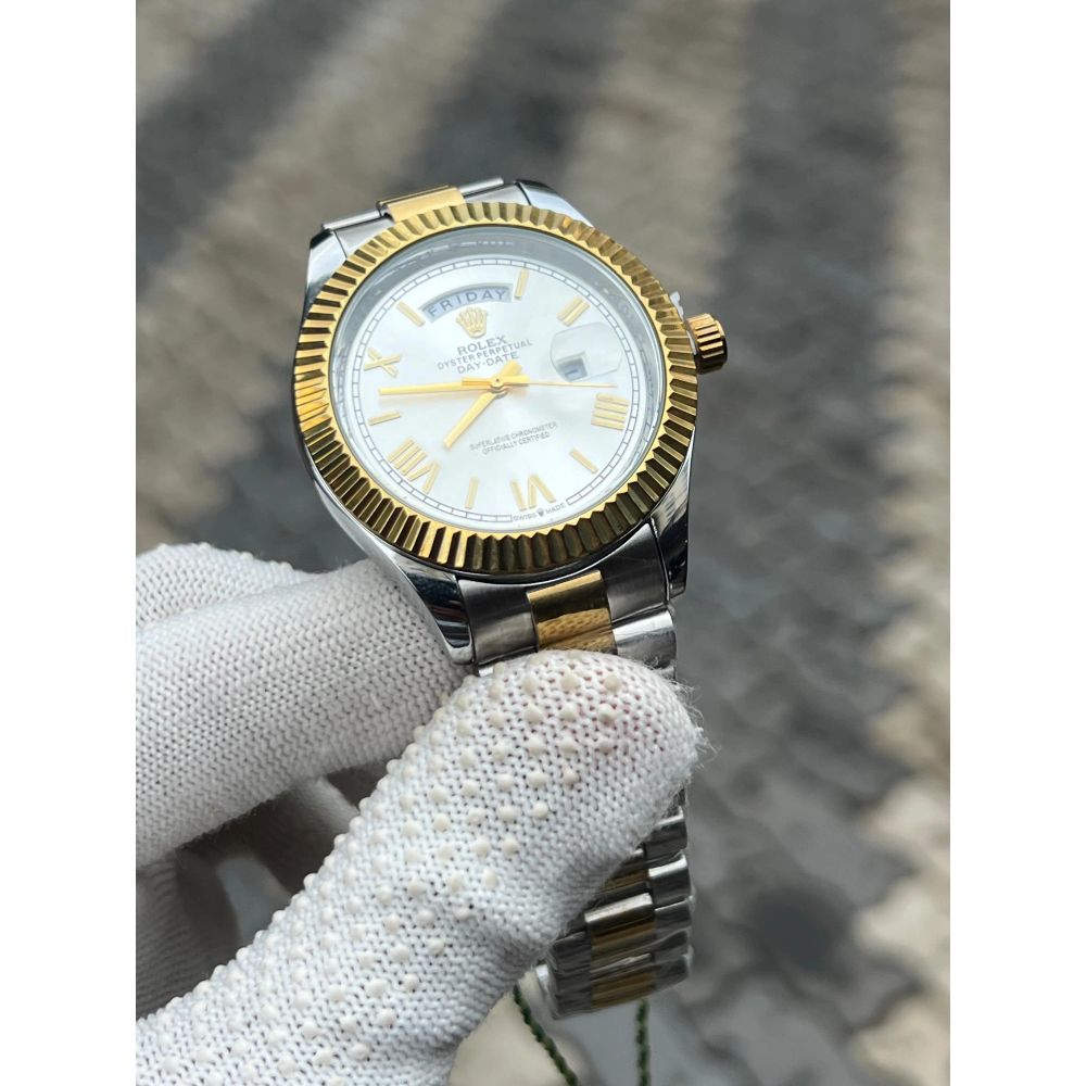 Rolex Day Date Two Tone White Roman