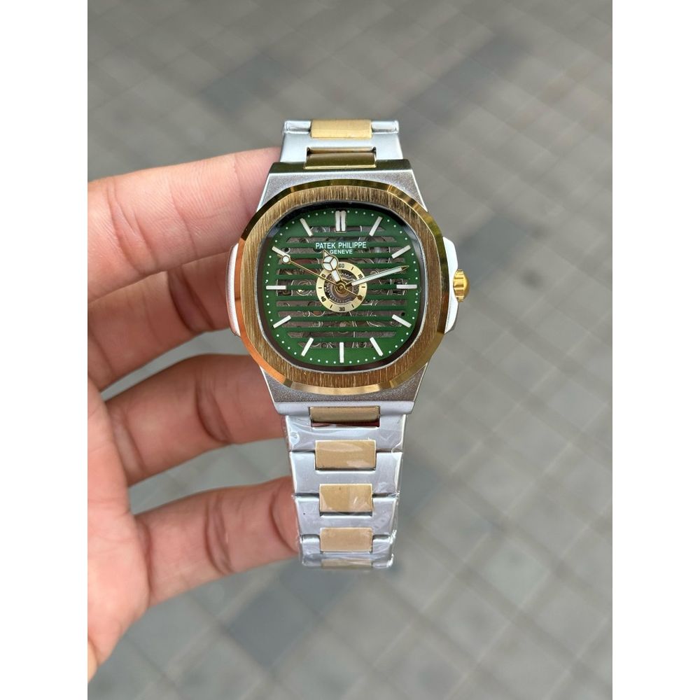 Patek Phillip e Nautilus Automatic Skeleton Gold Two Tone Green