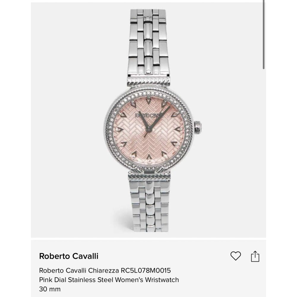 Roberto Cavalli Chiarezza RC5L078M0015 Pink Dial Stainless Steel Women's Wristwatch30 mm
