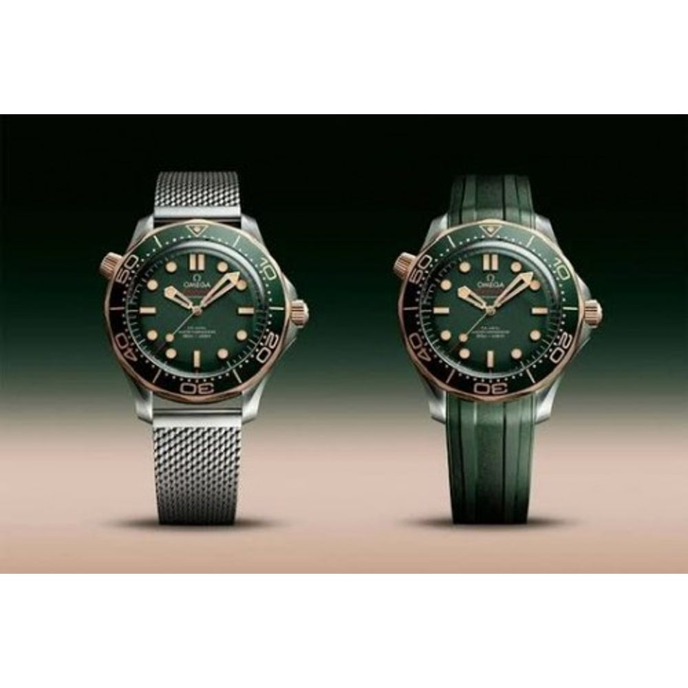 Omegha Seamaster 300m Diver New Silver Copper Green Dial With Extra Silicon Strap