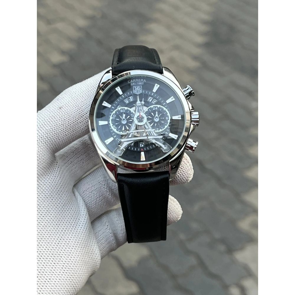 Tag H3uer Eiffel Tower Leather Black Silver