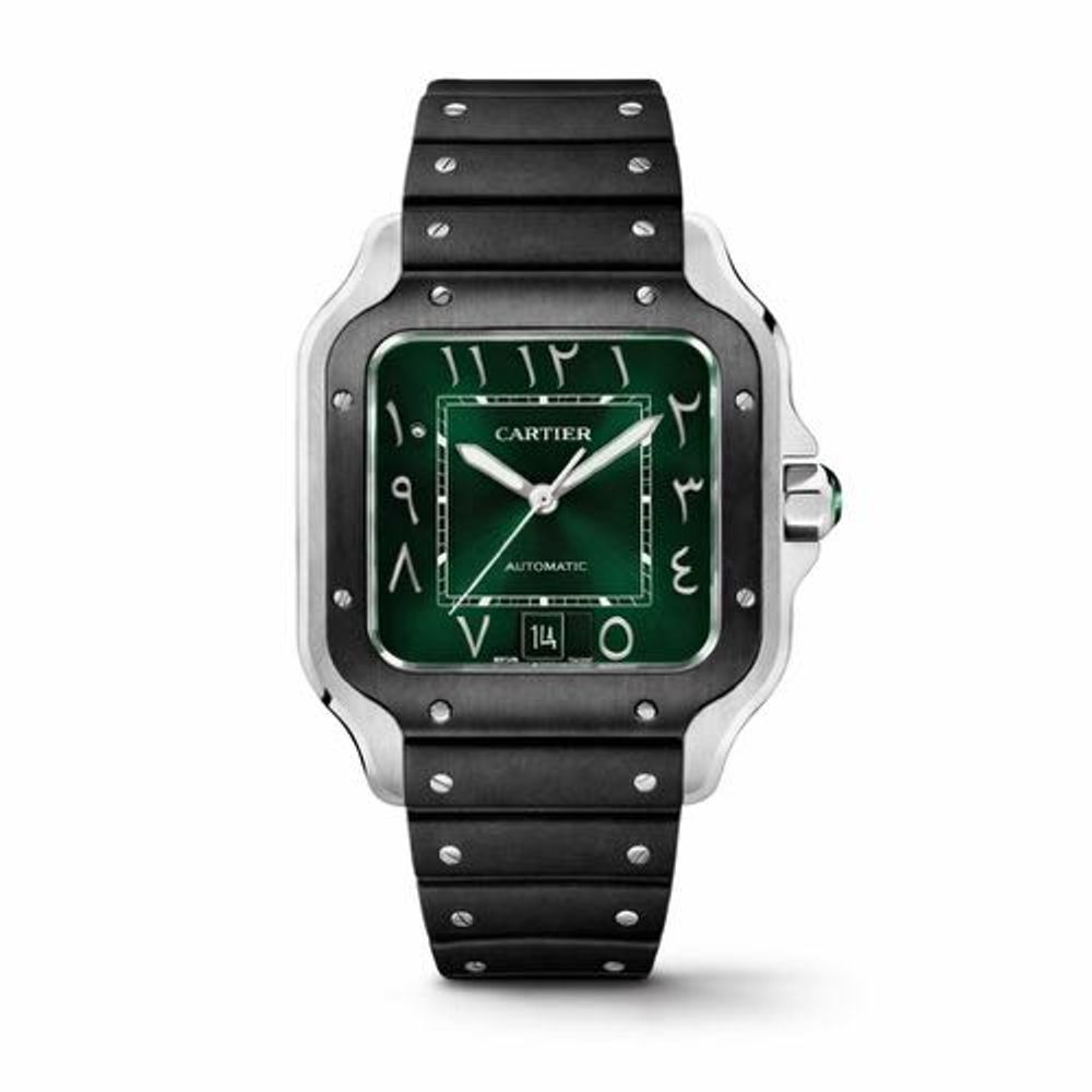 Santos De Cartiar Arabic Dial Silicone Strap