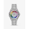MICHAEL KORSPRIDE Limited-Edition Oversized Raquel Rainbow Pavé Silver-Tone Watch
