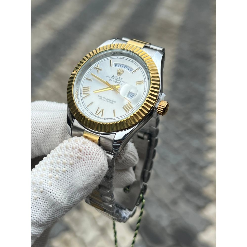 Rolex Day Date Two Tone White Roman