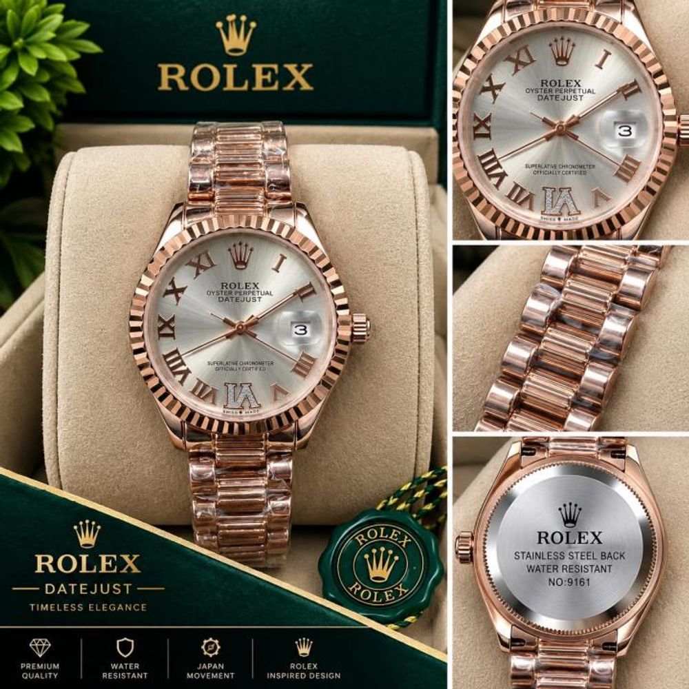 Roleex Women Oyster Perpetual Date Just Rosegold White