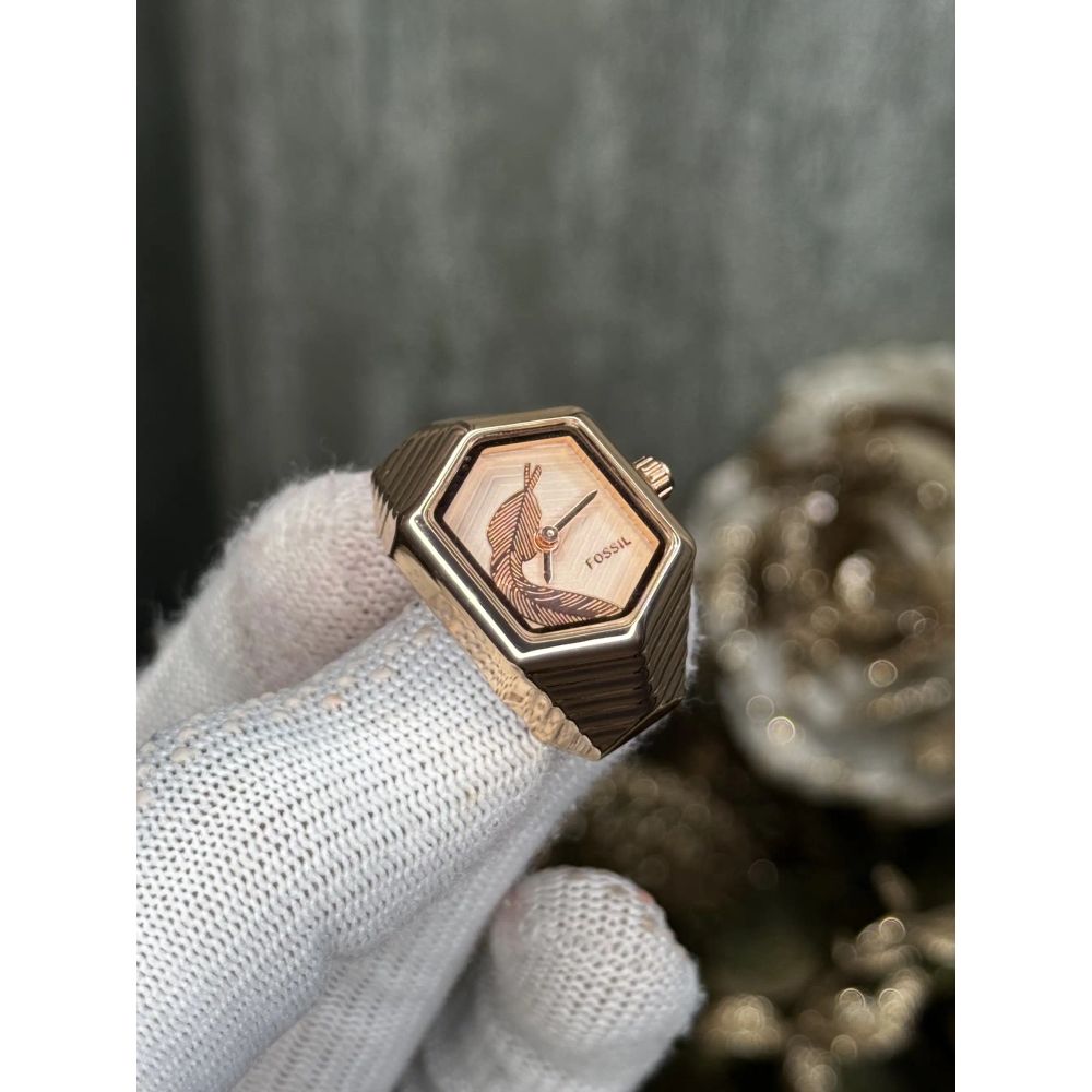 Fossi l Serpentine Rose Gold Ring Analog Watch