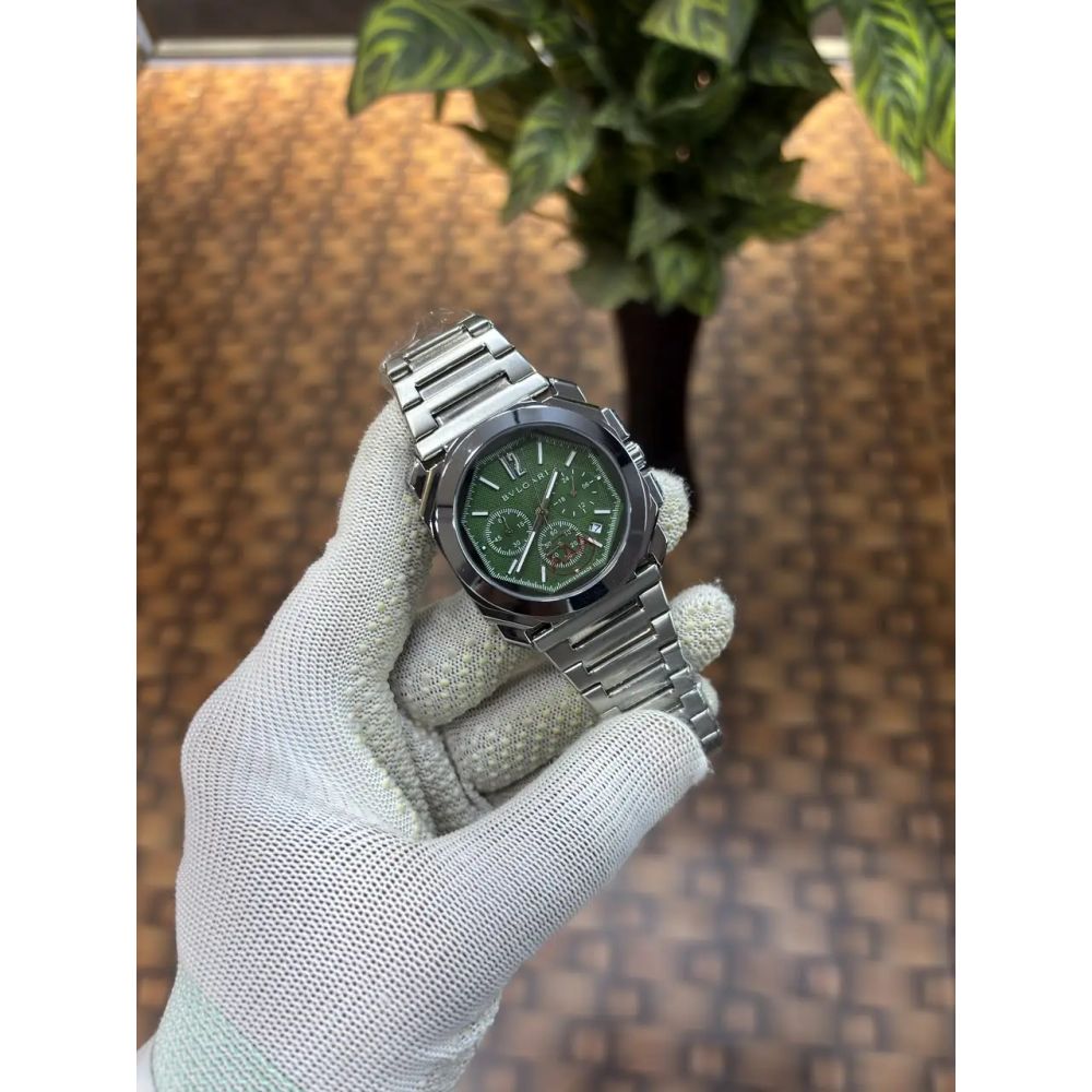 Bvlgari Octo Finissimo chronograph silver-Green