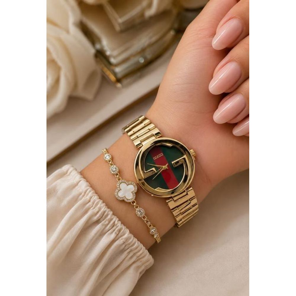 Guccci Women Gold Green