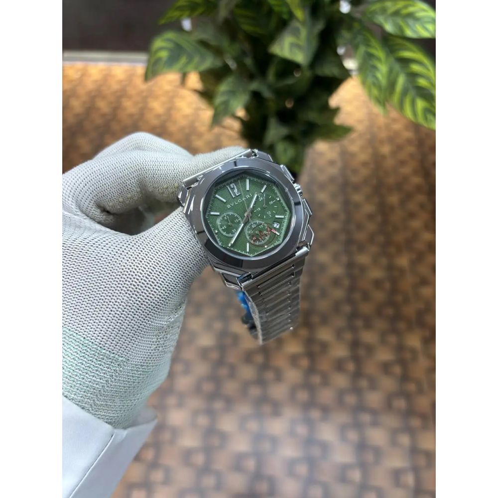 Bvlgari Octo Finissimo chronograph silver-Green
