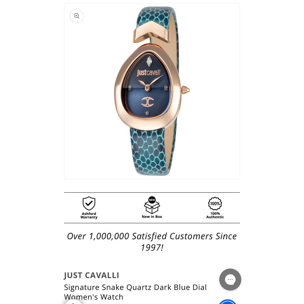 Just Cavalli Signature Snake Quartz Dark Blue Dial Women's Watch
