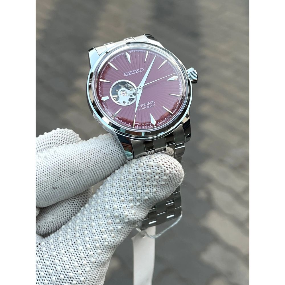 Seik_o Pressage Automatic Silver Maroon