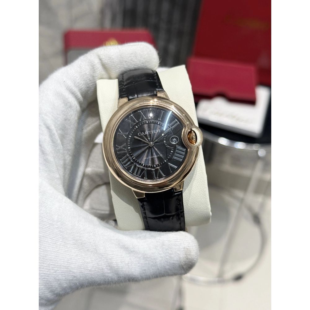CARTIER BALLON BLACK ROSEGOLD WITH CROCO STRAP