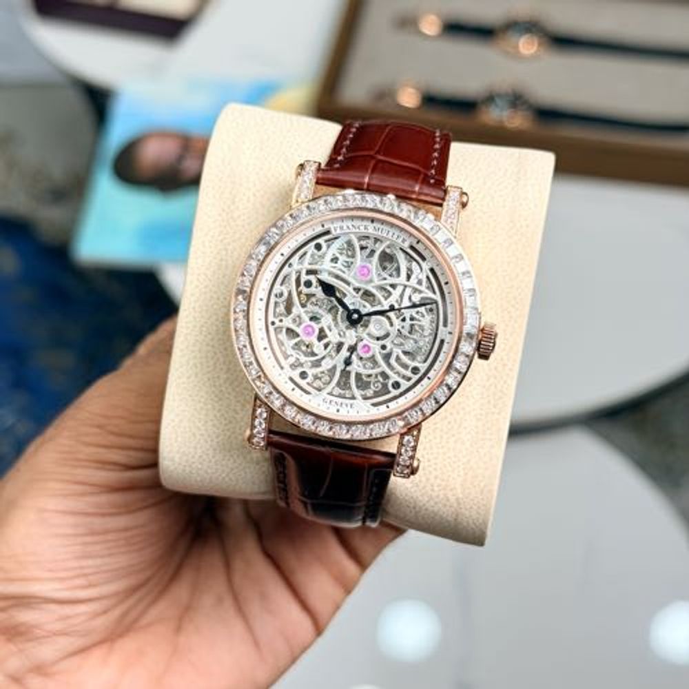 Franck Muller Round Series Diamond Set Bezel Openwork Dial