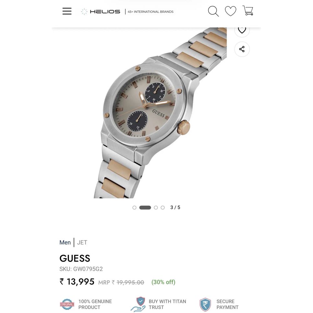 Guess Jet Dual Tone Grey Metal Premium Watch