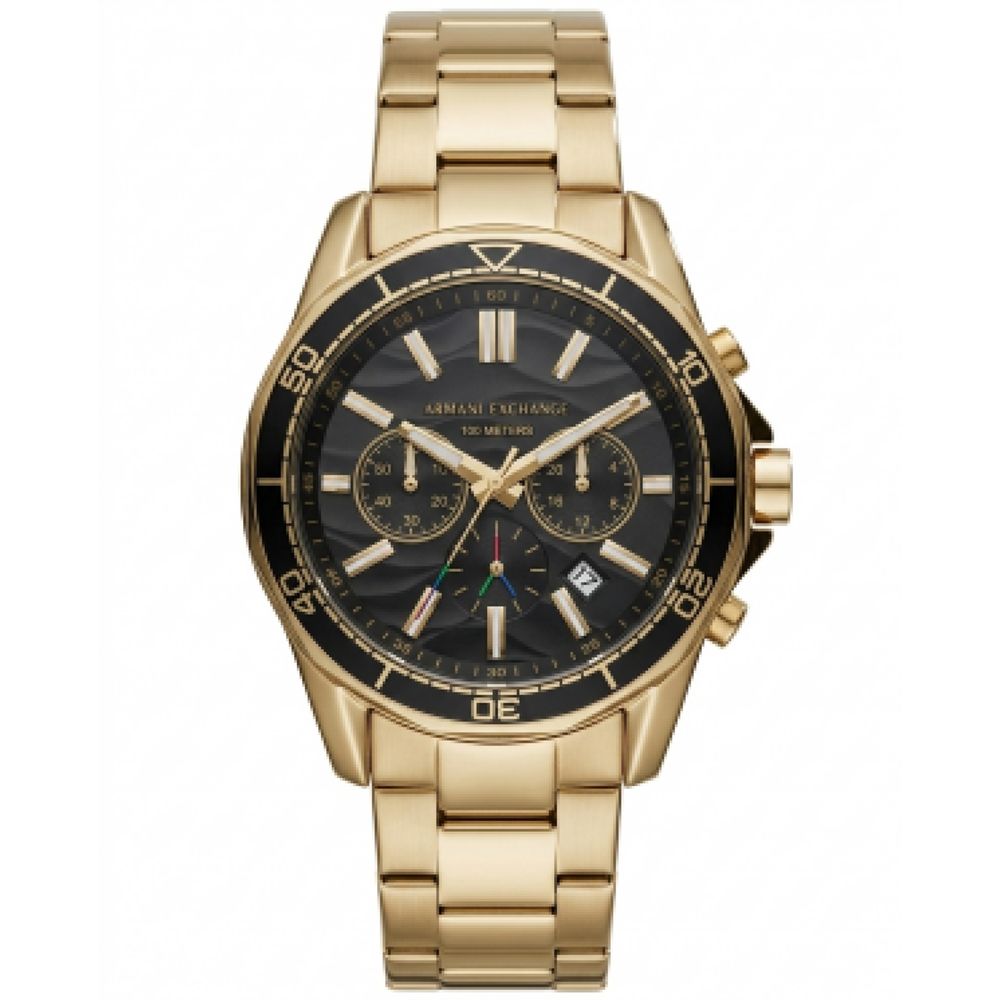 Armaani Exchange 100 Meters Golden Black Dial