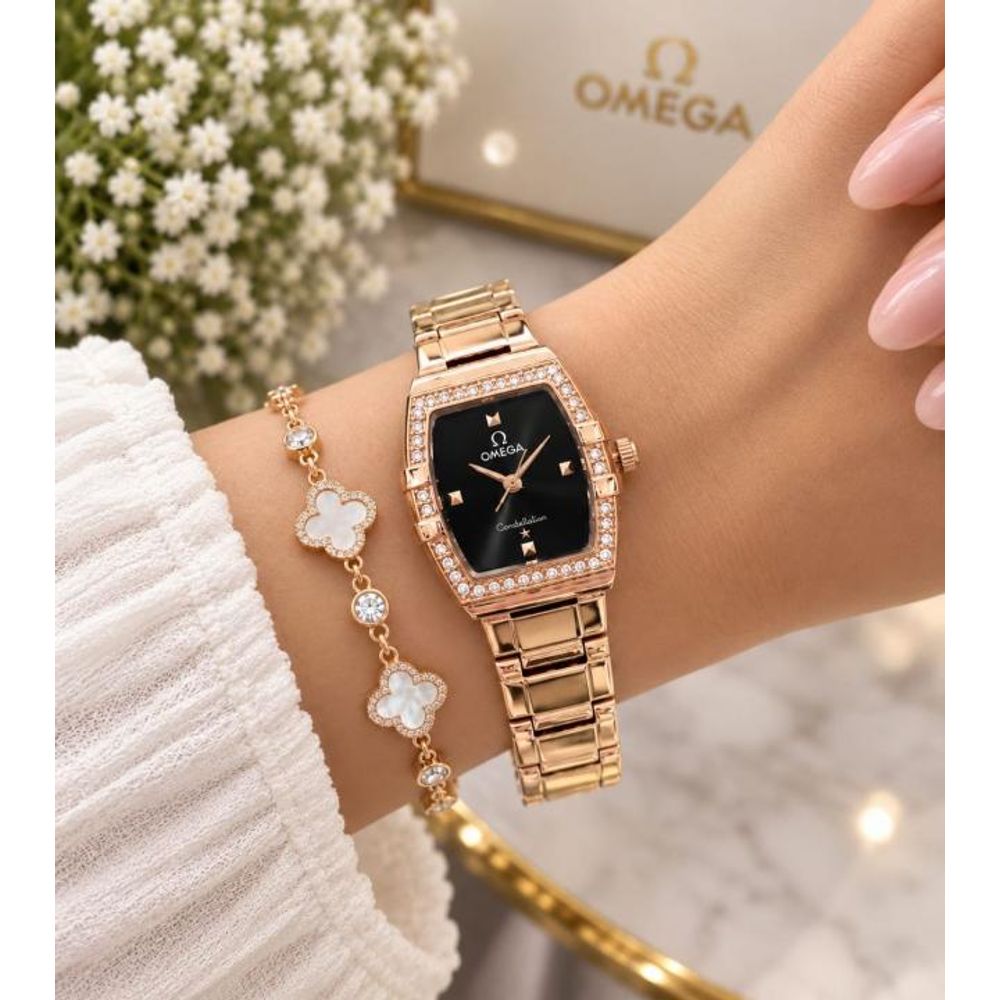 Omegha Constellation Quadrella Rosegold Black