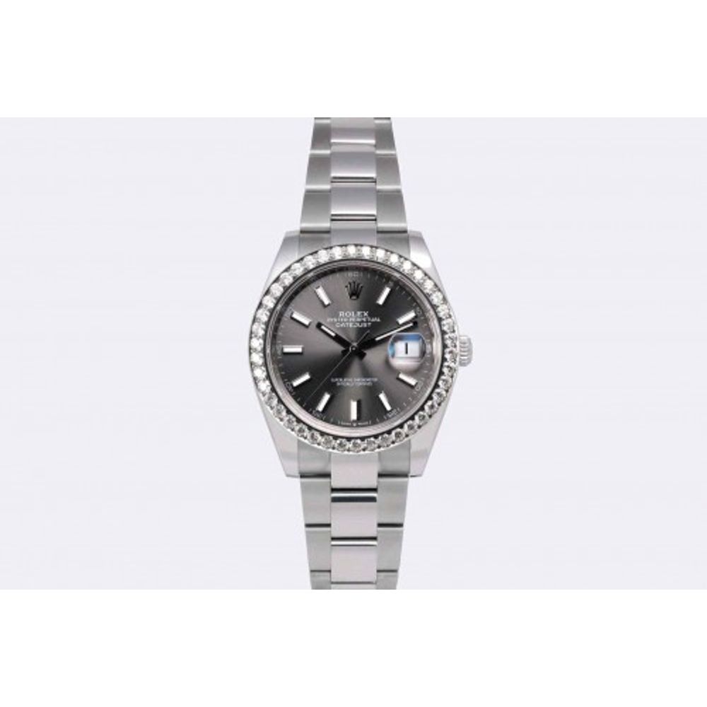 rollex_date just diamond silver grey