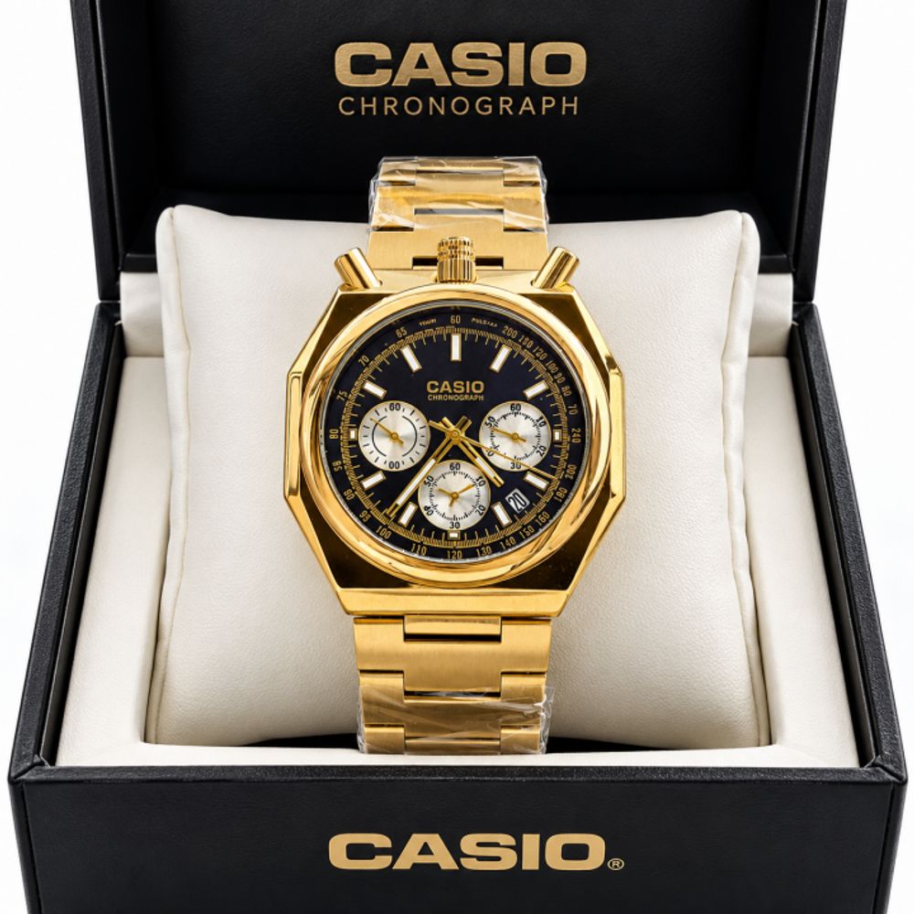 CASIO GOLD BLUE ALL CHRONO WORKING PREMIUM WATCH