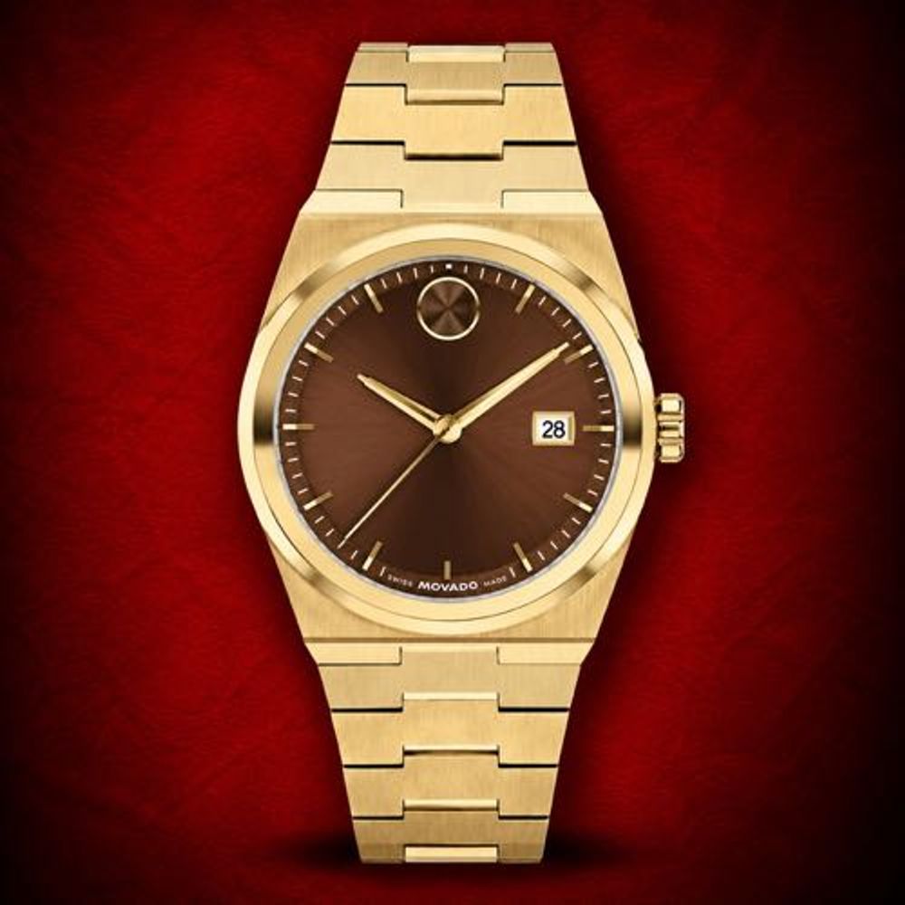 Authentic Grade Movado Bold Quest Gold Tone Chocolate Dial