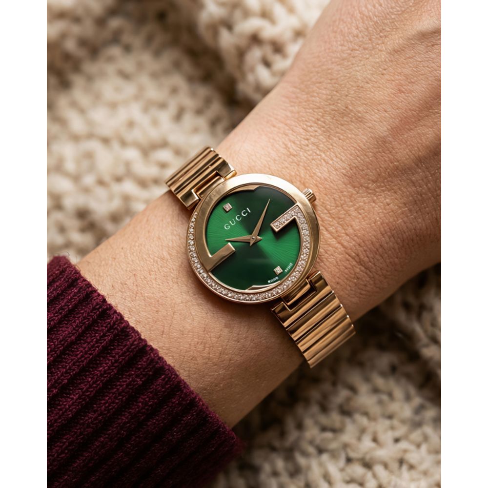 Guchi Interlocking G Rose-Gold Green