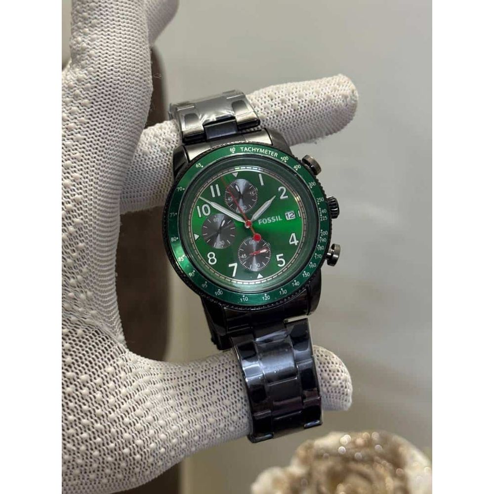 Fossi l Tourer Black Green Dial Metal Watch