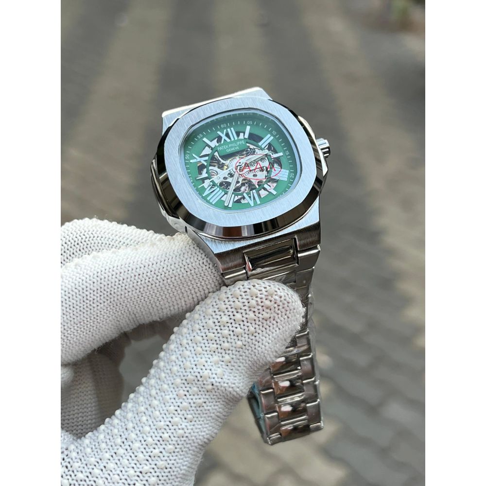 Patek Phillipe Skeleton Roman Silver Green